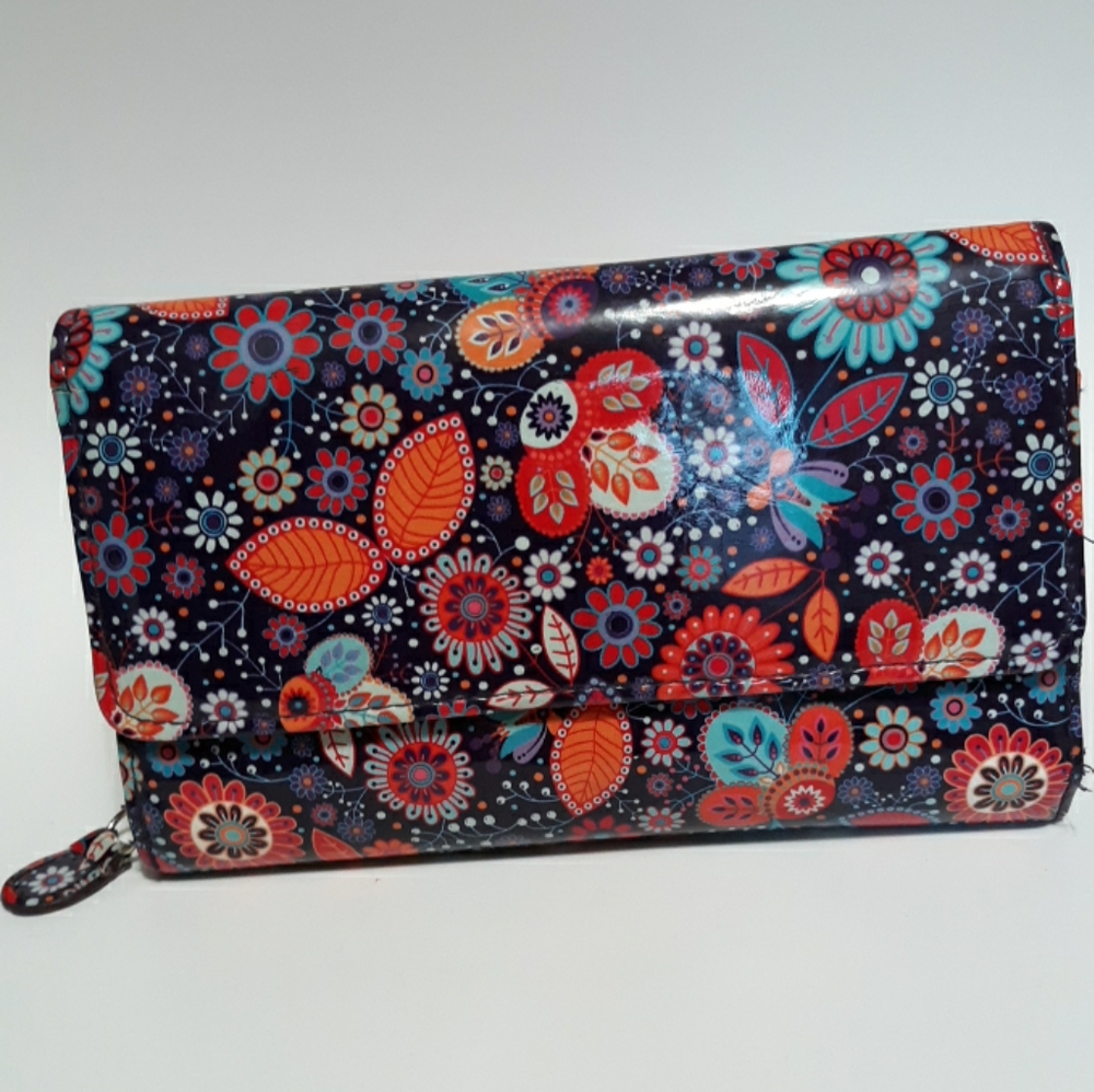 Wallet Large Trifold Women's Floral Print